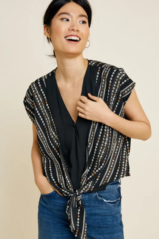 Womens Printed Tie-Front Surplice Top sold by Hayden