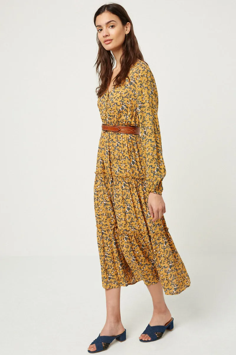 Womens Floral V-Neck Ruffle Maxi Dress sold by Hayden product image thumbnail 3