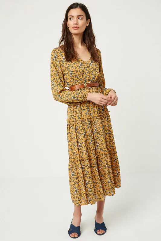 Womens Floral V-Neck Ruffle Maxi Dress sold by Hayden