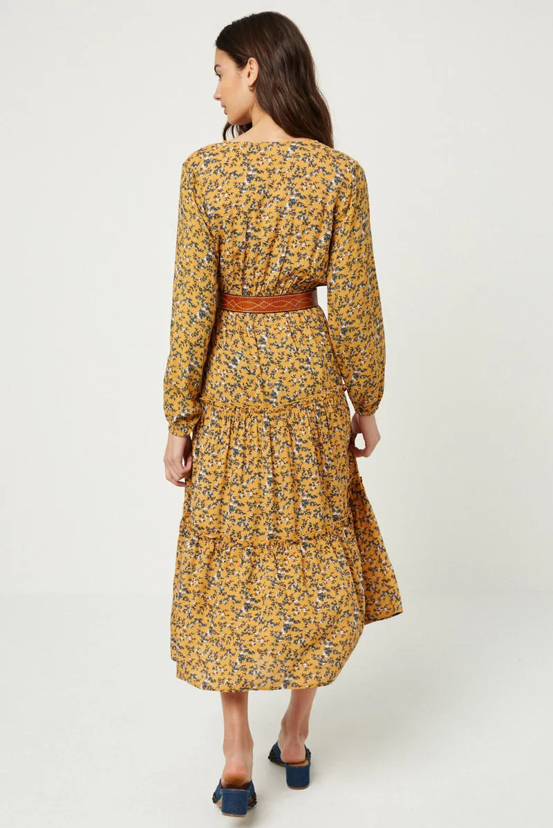 Womens Floral V-Neck Ruffle Maxi Dress sold by Hayden product image thumbnail 5