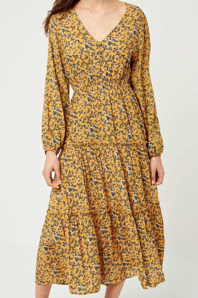 Womens Floral V-Neck Ruffle Maxi Dress sold by Hayden product image thumbnail 4