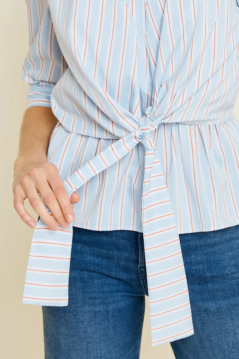 Womens Stripe Tie-Front Peplum Top sold by Hayden product image thumbnail 5