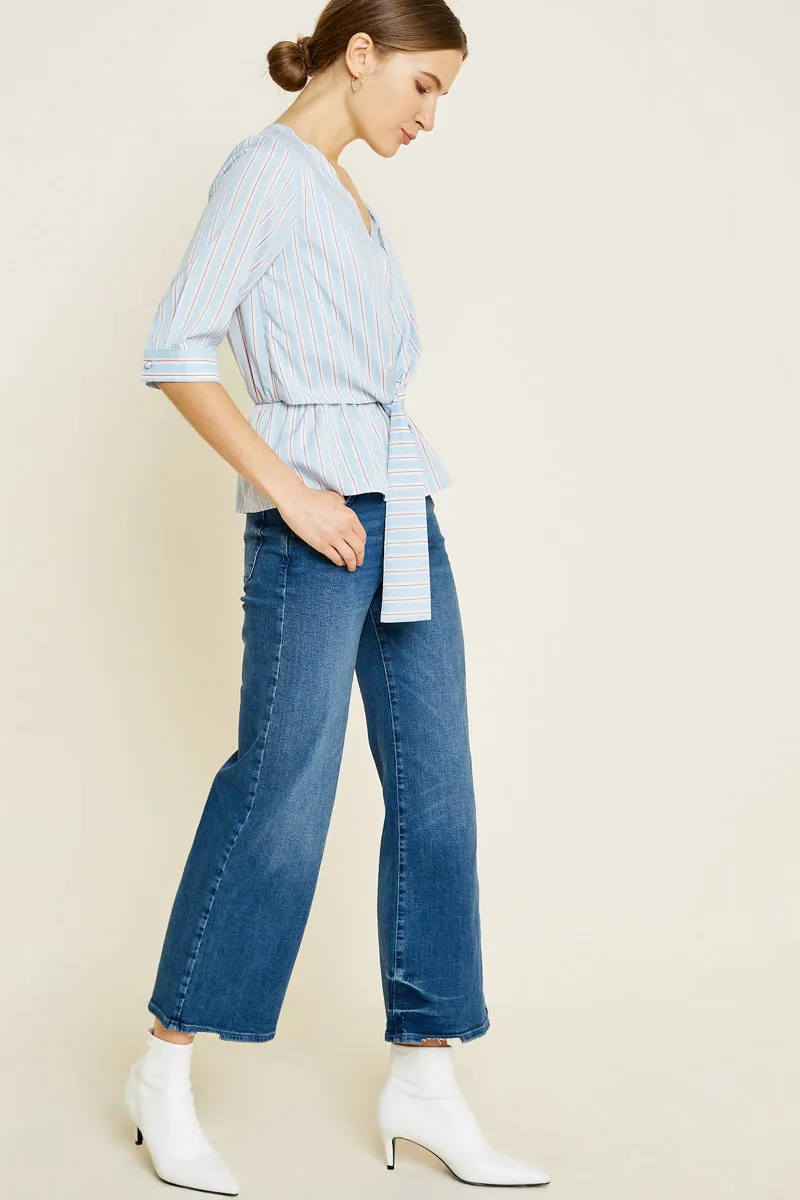 Womens Stripe Tie-Front Peplum Top sold by Hayden product image thumbnail 4