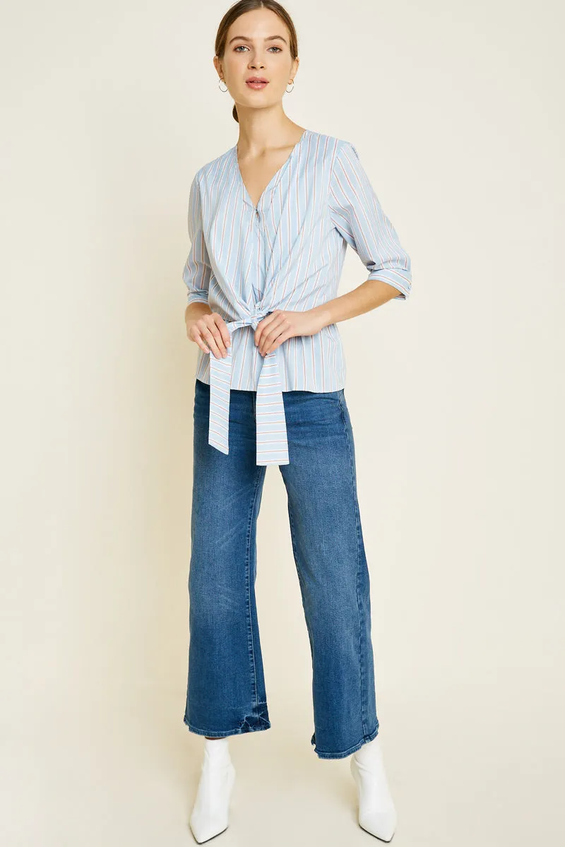 Womens Stripe Tie-Front Peplum Top sold by Hayden product image thumbnail 3