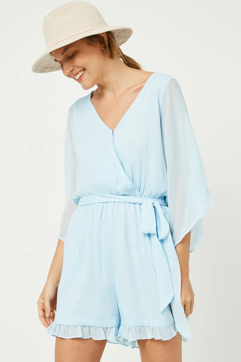 Womens Kimono Sleeve Belted Ruffled Romper sold by Hayden product image thumbnail 5