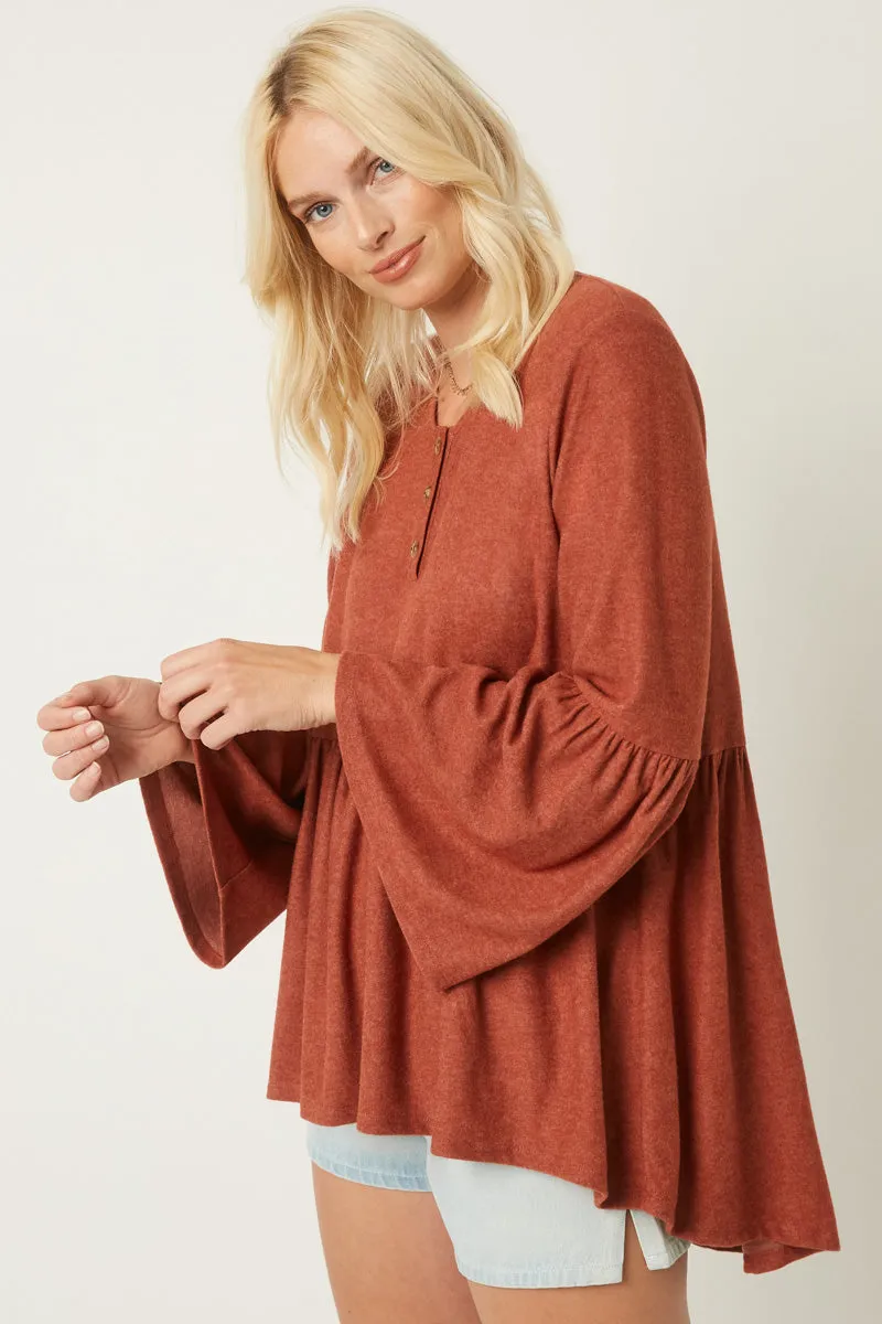 Womens Bell Sleeve Buttoned Top sold by Hayden product image thumbnail 4