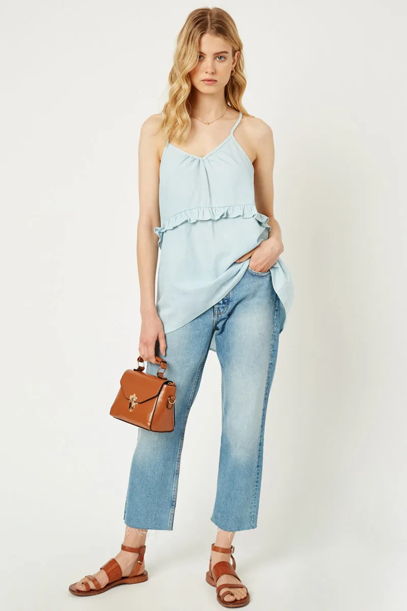 Womens Chambray Ruffle Tank sold by Hayden product image thumbnail 4