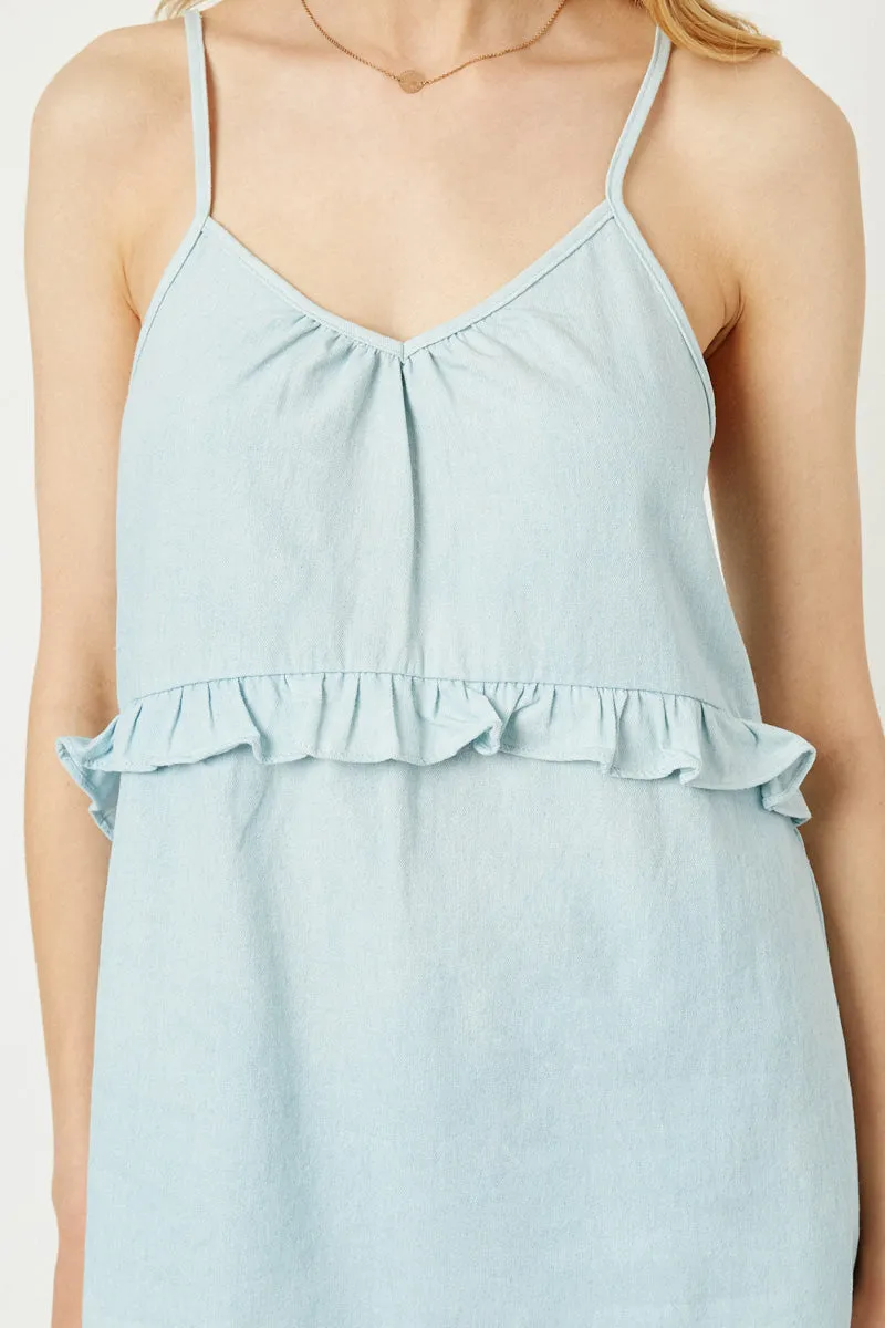 Womens Chambray Ruffle Tank sold by Hayden product image thumbnail 5
