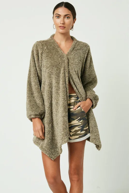 Womens Fleece One Button Cardigan sold by Hayden