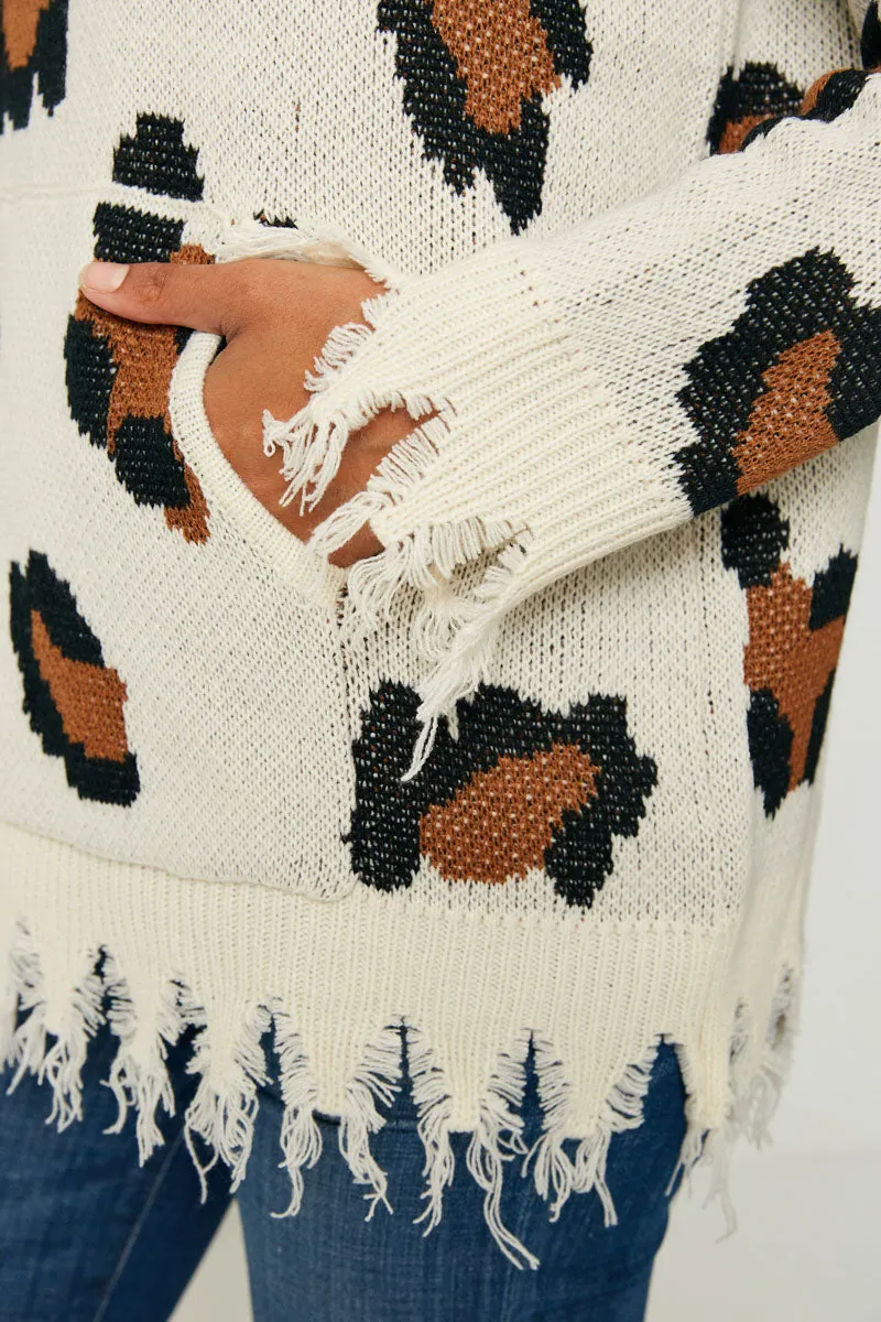 Womens Leopard Sweater Knit Hoodie sold by Hayden product image thumbnail 2