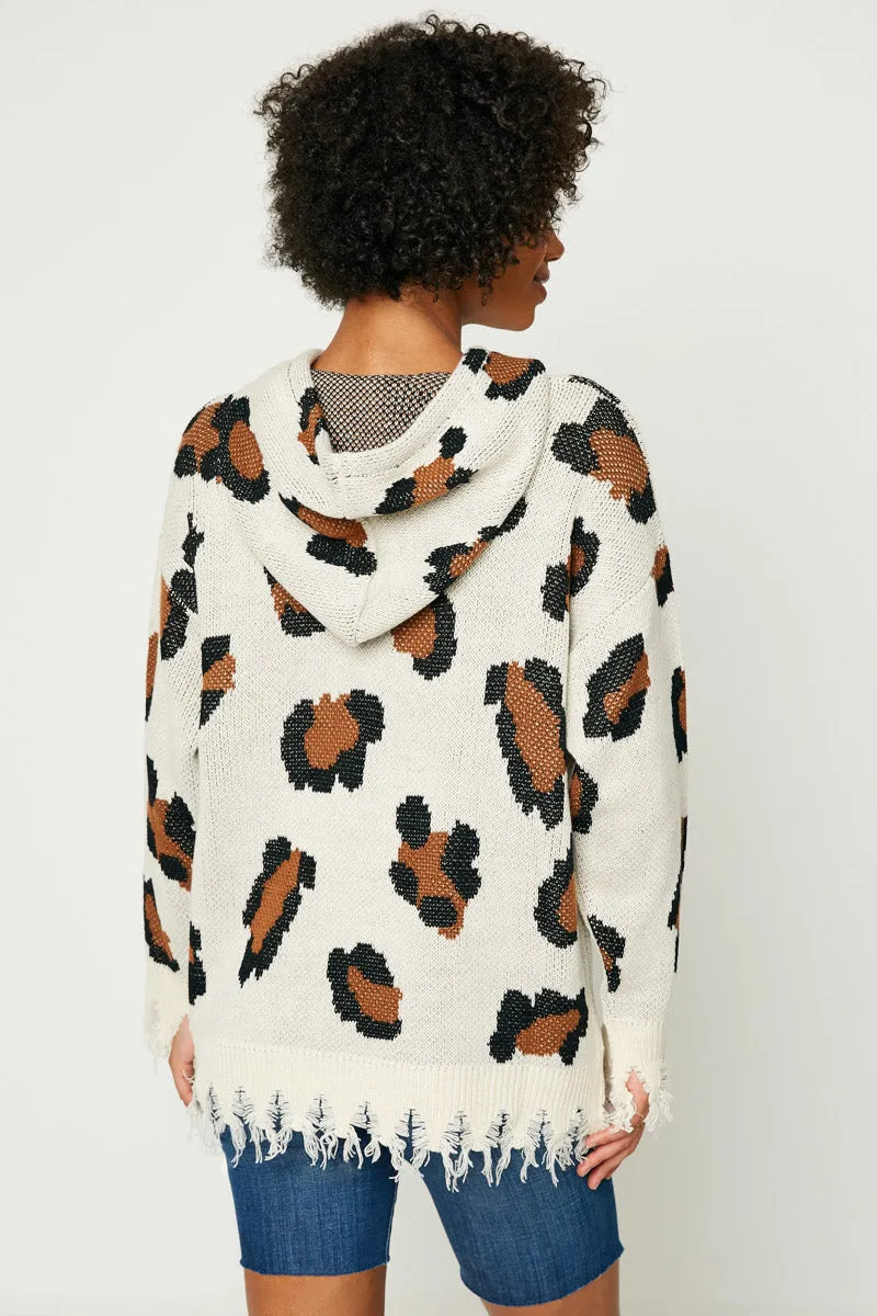 Womens Leopard Sweater Knit Hoodie sold by Hayden product image thumbnail 3