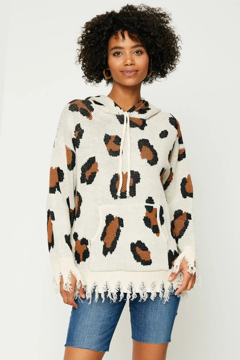 Womens Leopard Sweater Knit Hoodie sold by Hayden product image thumbnail 4
