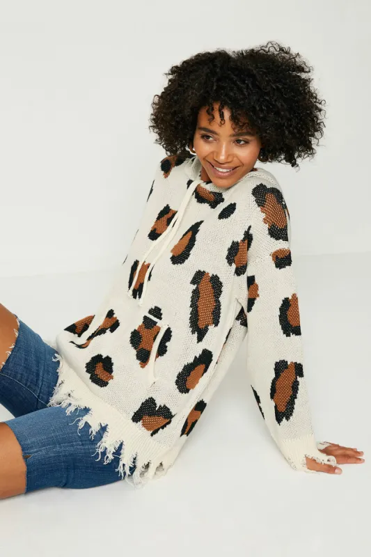Womens Leopard Sweater Knit Hoodie sold by Hayden