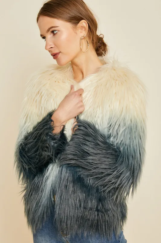 Womens Ombre Faux Fur Coat made by Hayden
