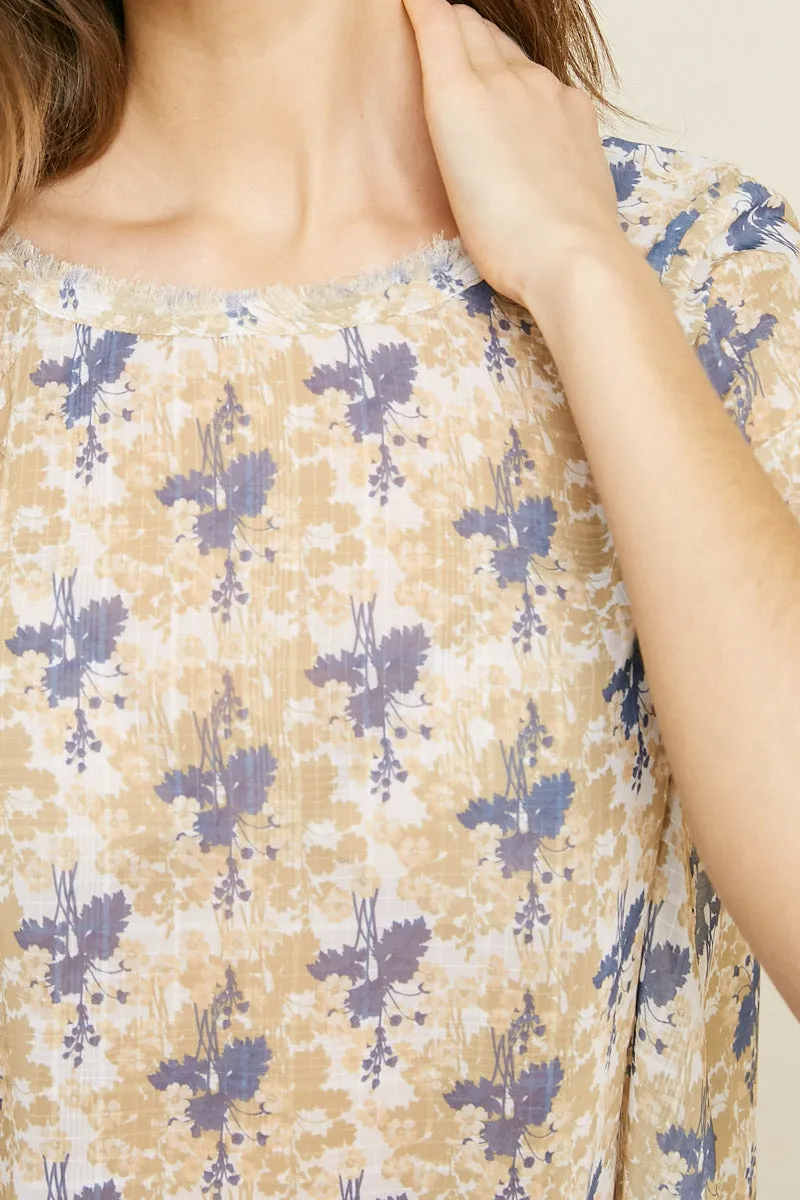 Womens Floral Frayed Drape Hem Top sold by Hayden product image thumbnail 5
