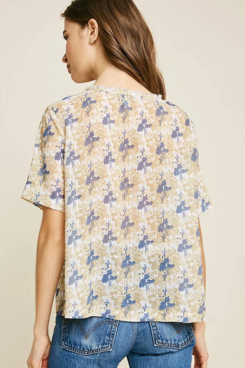 Womens Floral Frayed Drape Hem Top sold by Hayden product image thumbnail 2