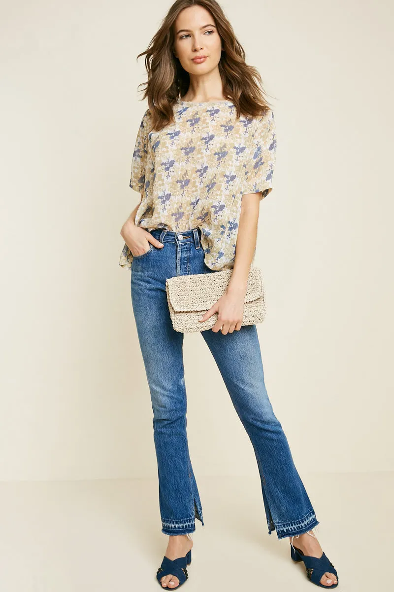 Womens Floral Frayed Drape Hem Top sold by Hayden product image thumbnail 3