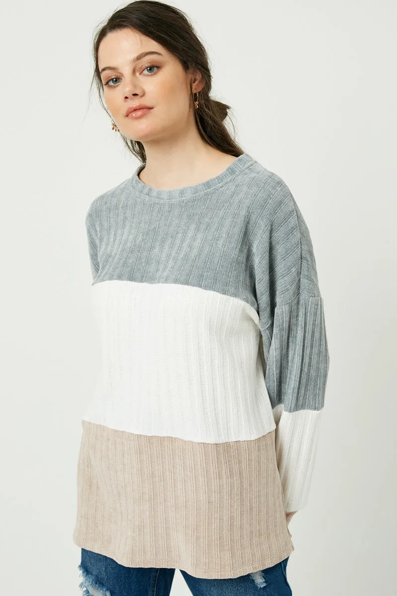 Womens Chunky Knit Colorblock Top sold by Hayden product image thumbnail 4