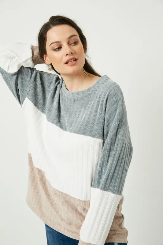 Womens Chunky Knit Colorblock Top sold by Hayden