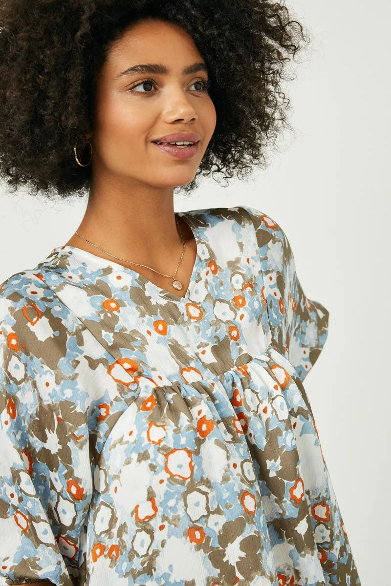 Womens V Neck Floral Ballon Sleeve Tunic sold by Hayden product image thumbnail 3