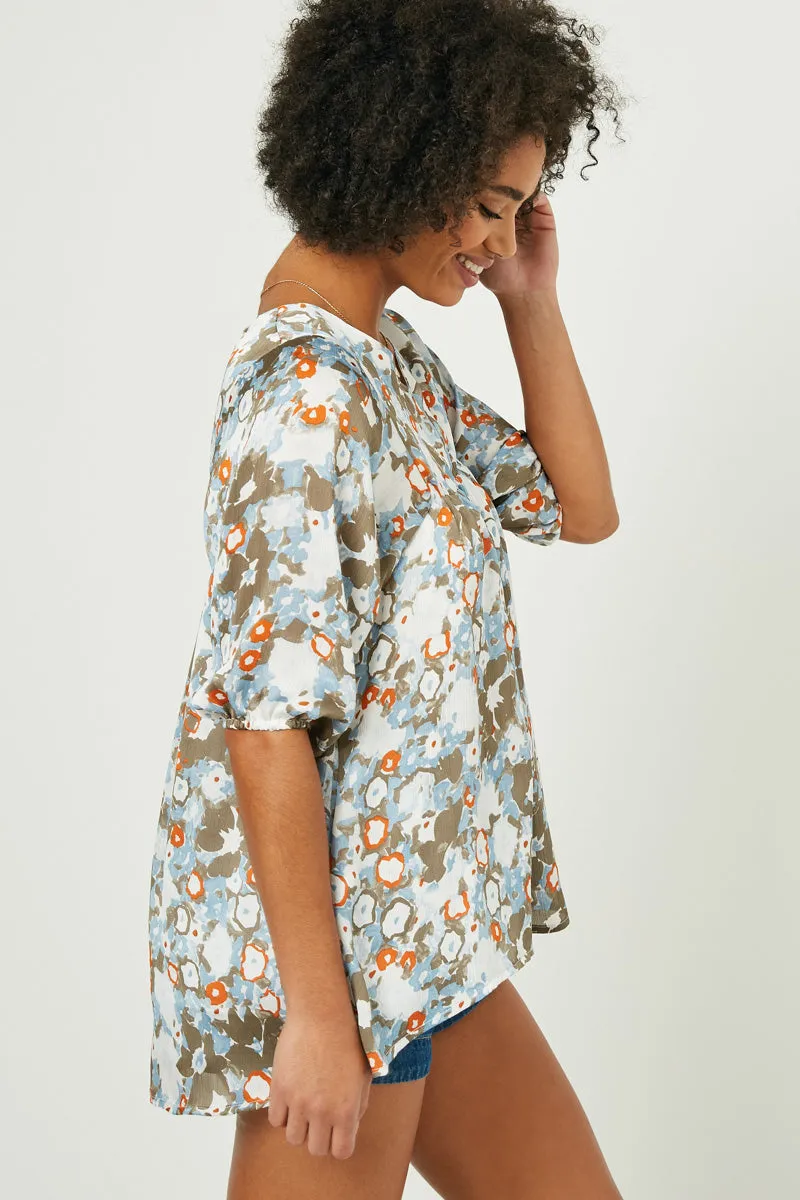 Womens V Neck Floral Ballon Sleeve Tunic sold by Hayden product image thumbnail 2