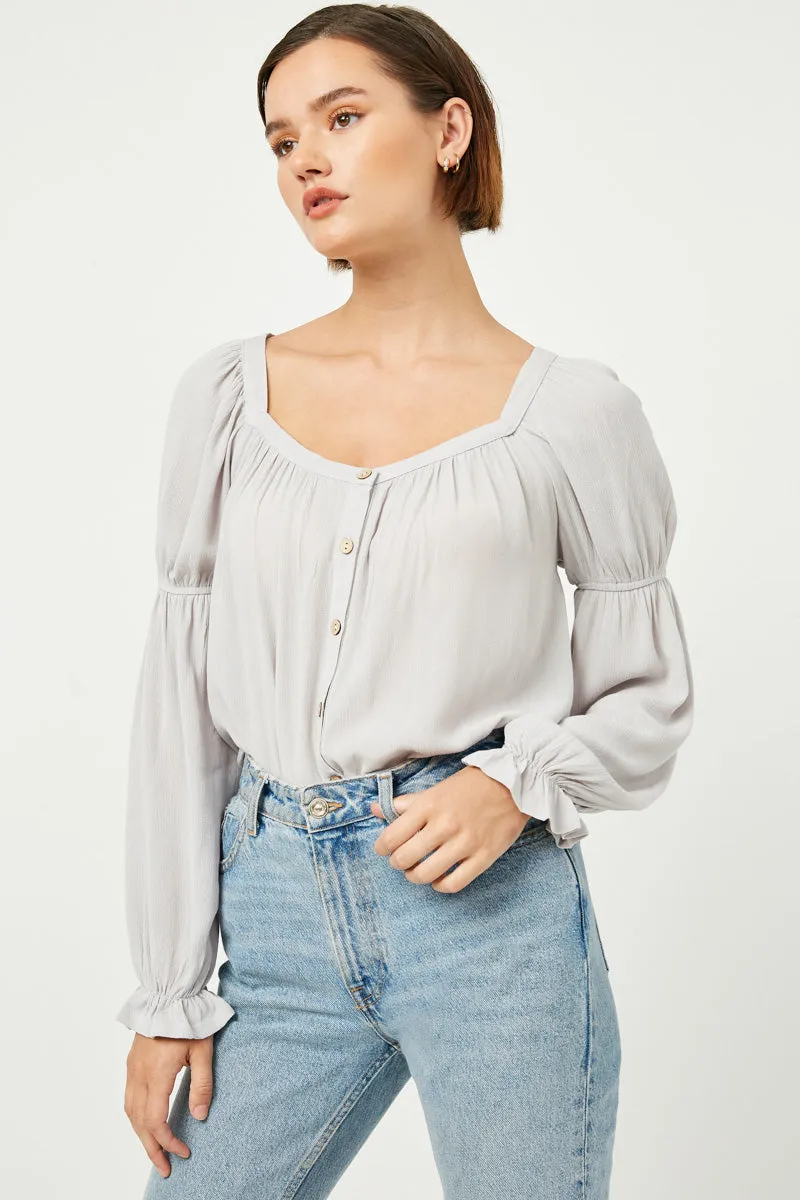 Womens Button Up Cinched Sleeve Shirt sold by Hayden product image thumbnail 5