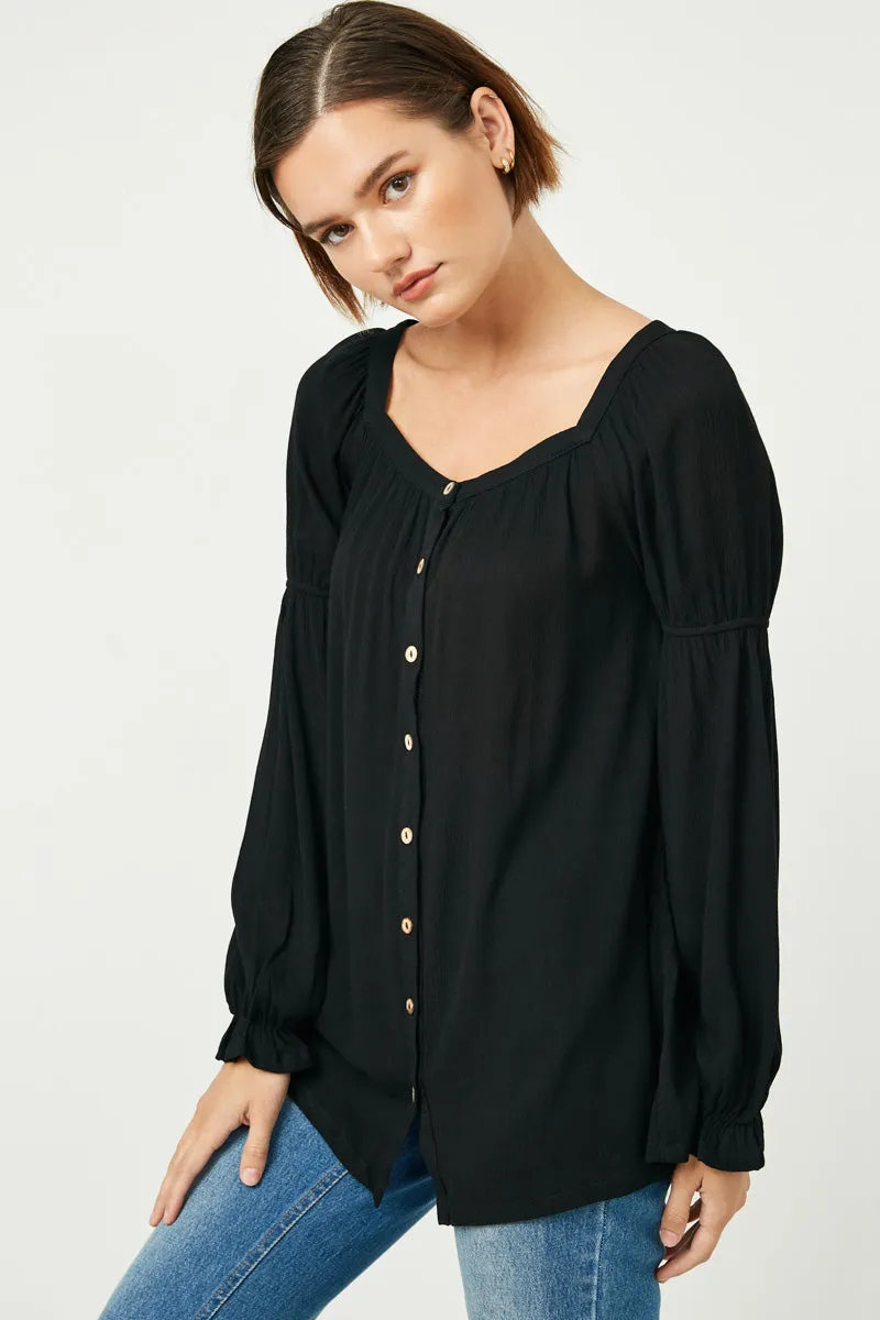 Womens Button Up Cinched Sleeve Shirt sold by Hayden product image thumbnail 4