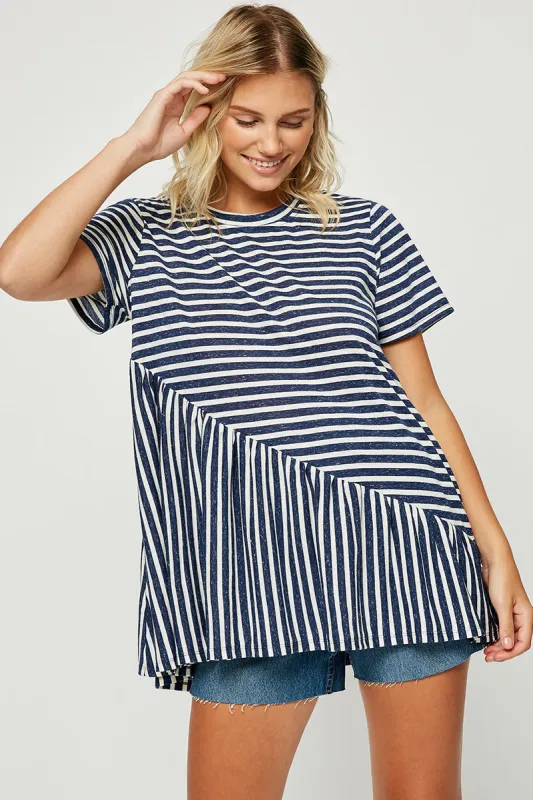 Womens Ruffle Striped Tunic Top sold by Hayden