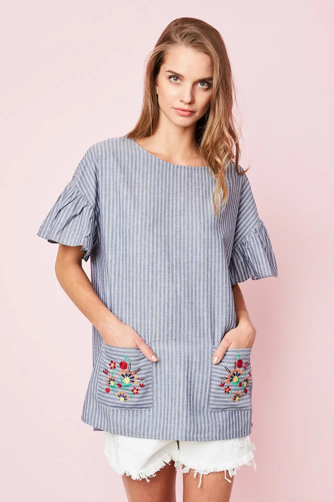 Womens Embroidered Ruffle Sleeve Tunic sold by Hayden product image thumbnail 5