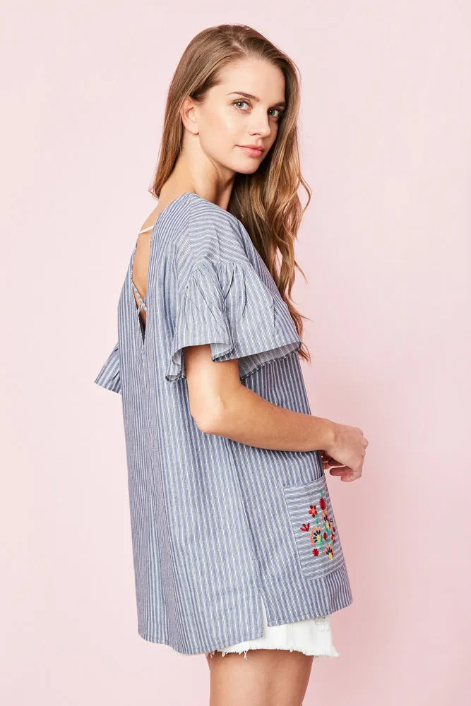 Womens Embroidered Ruffle Sleeve Tunic sold by Hayden product image thumbnail 4