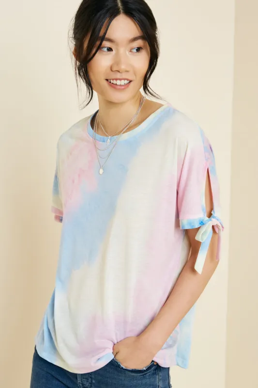 Womens Tie Dye Tie-Sleeve Tee sold by Hayden