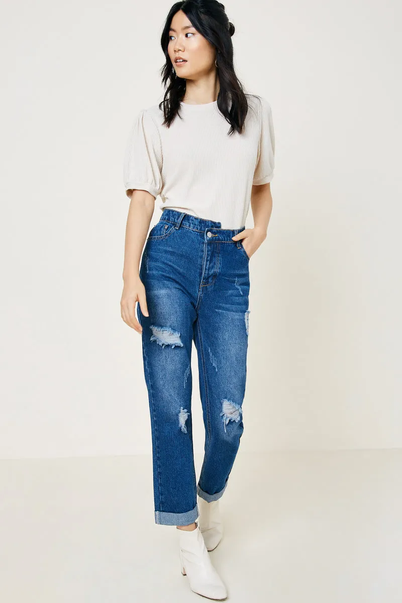 Womens Ribbed Puff Sleeve Top sold by Hayden product image thumbnail 3