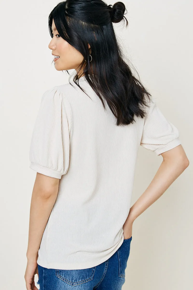 Womens Ribbed Puff Sleeve Top sold by Hayden product image thumbnail 2