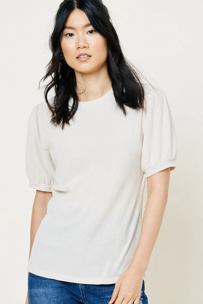 Womens Ribbed Puff Sleeve Top sold by Hayden
