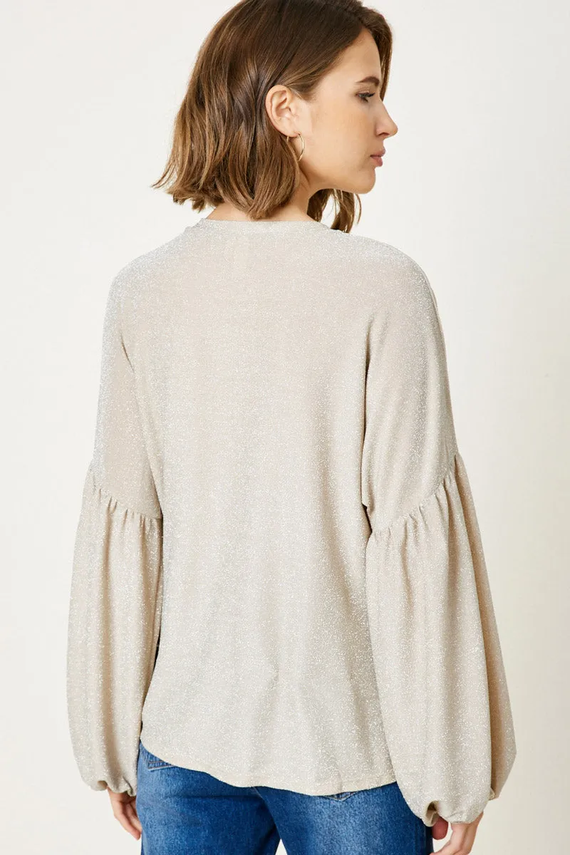 Womens Sparkly Puff Sleeve Top sold by Hayden product image thumbnail 4