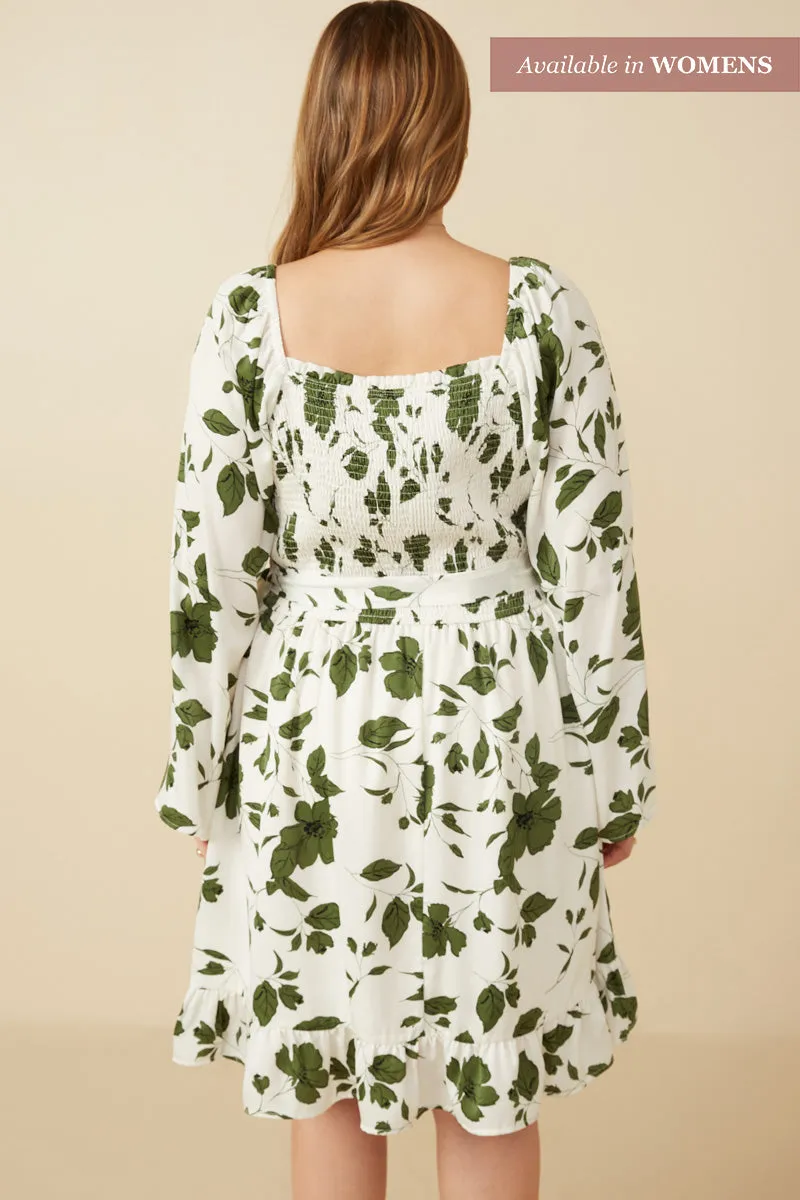 Womens Monochrome Floral Print Smocked Detail Belted Dress sold by Hayden product image thumbnail 4