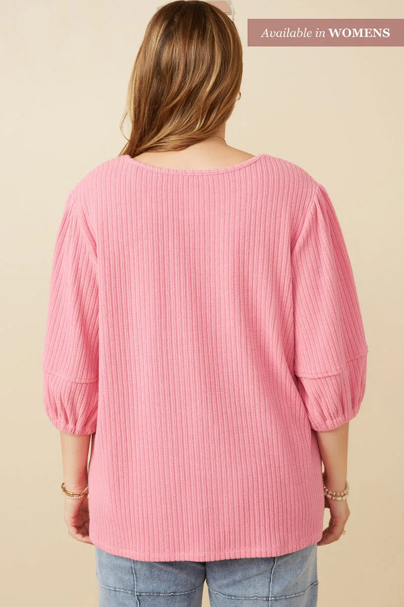 Womens Cable Knit Textured Puff Sleeve Knit Top sold by Hayden product image thumbnail 5