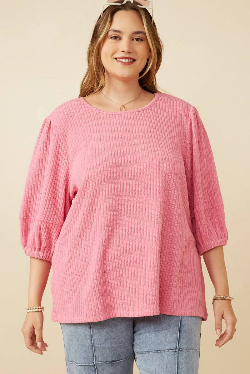 Womens Cable Knit Textured Puff Sleeve Knit Top sold by Hayden product image thumbnail 2