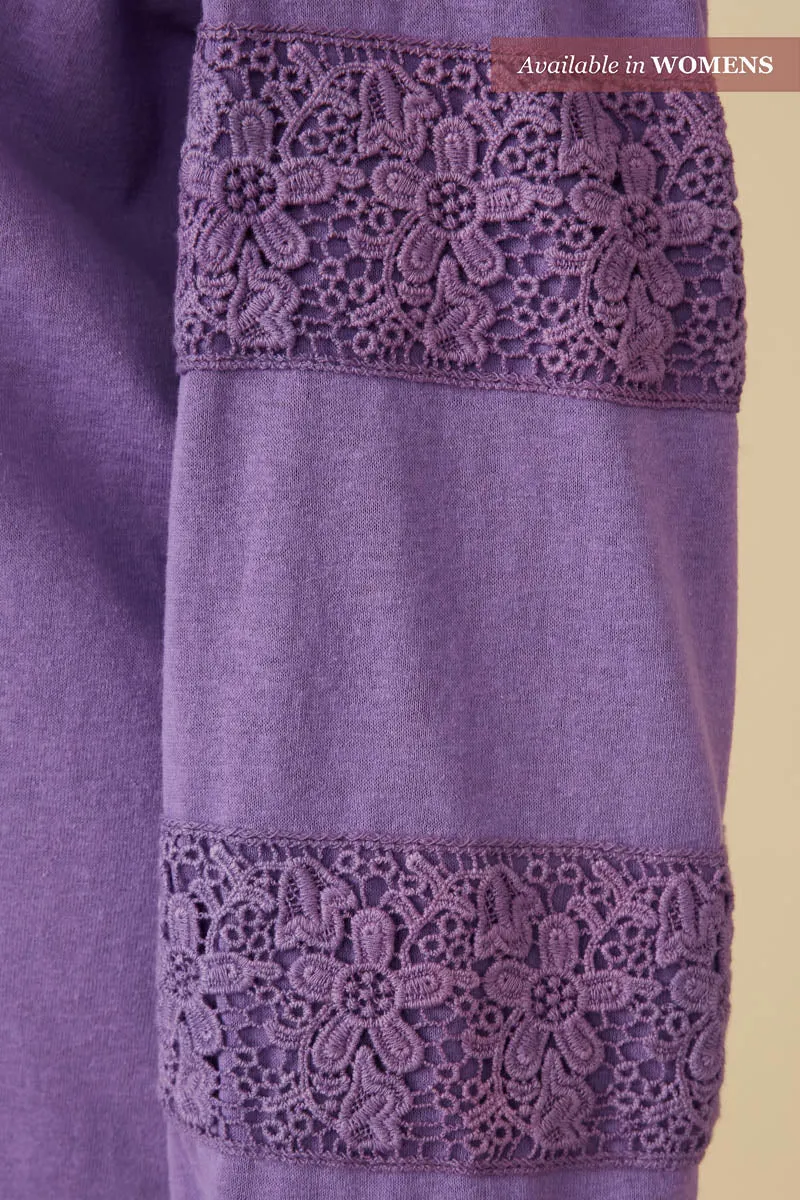 Womens Textured Tie Neck Lace Trimmed Knit Top sold by Hayden product image thumbnail 4