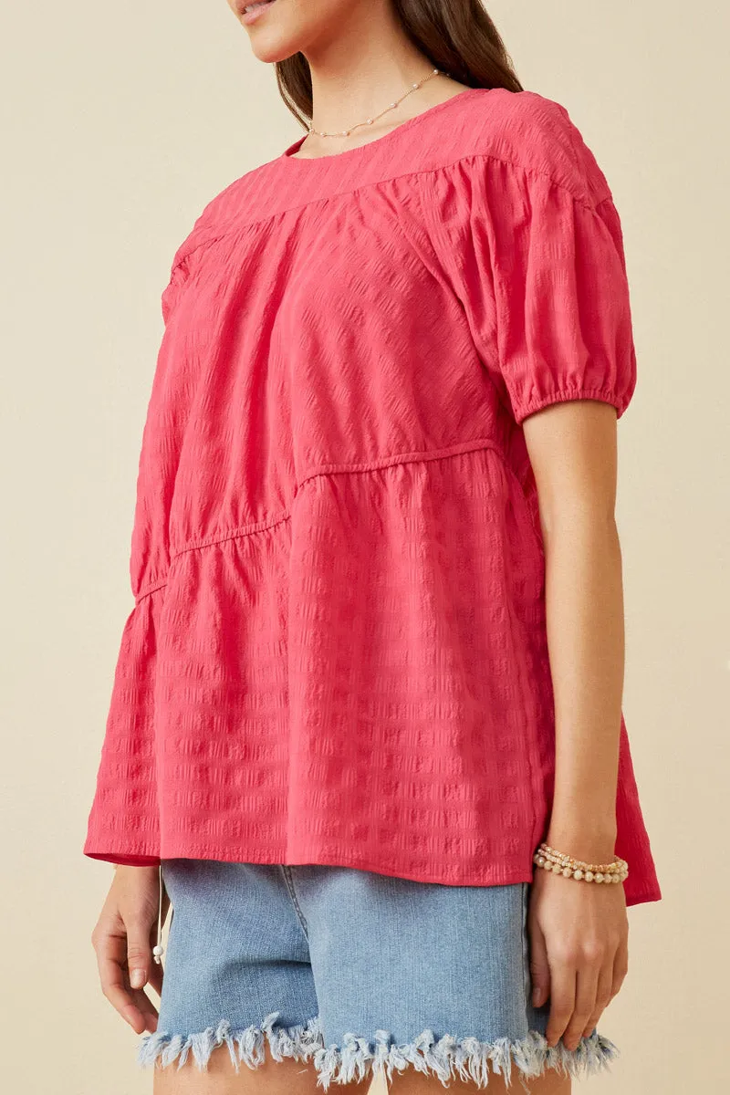 Womens Puff Sleeve Asymmetric Paneled Top sold by Hayden product image thumbnail 2