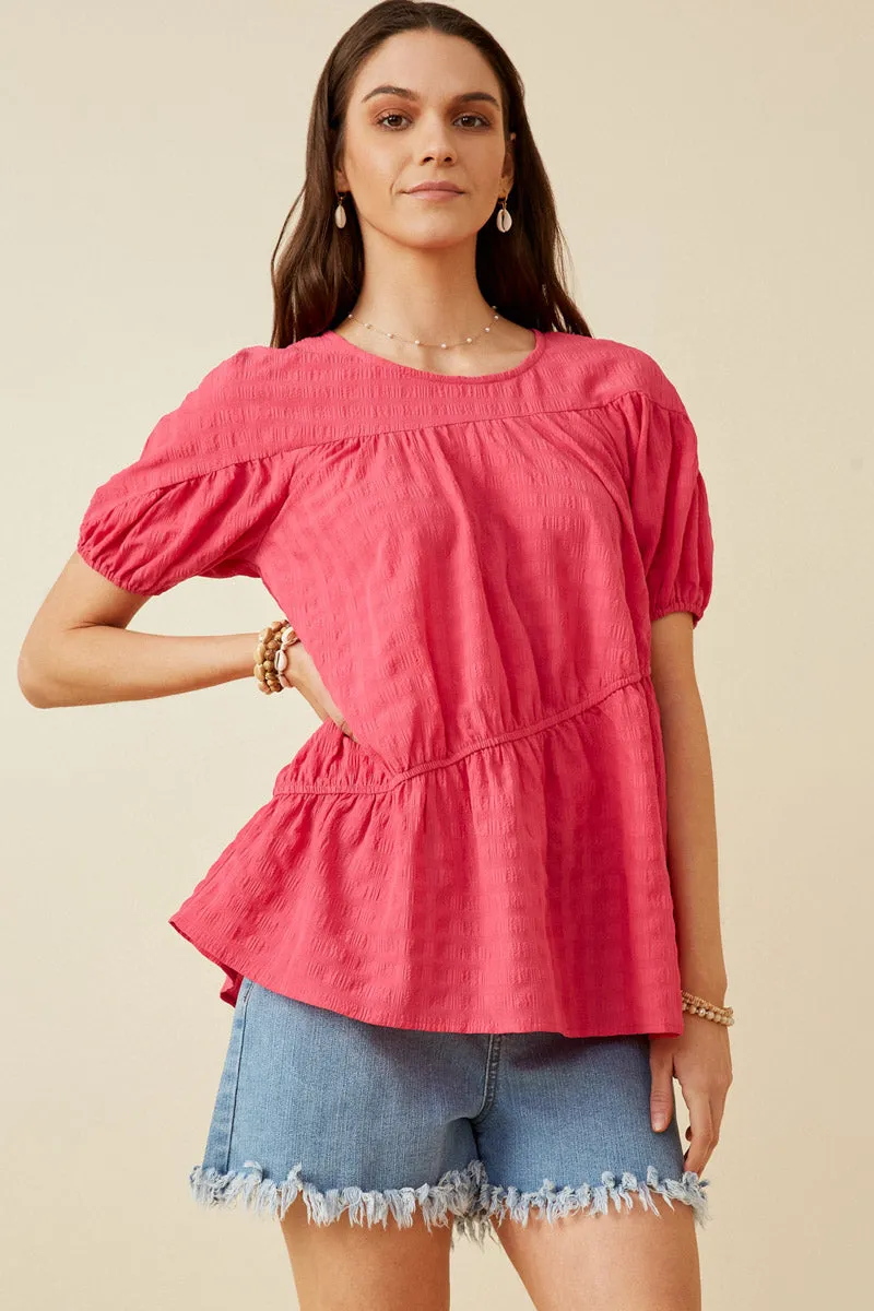 Womens Puff Sleeve Asymmetric Paneled Top sold by Hayden product image thumbnail 3