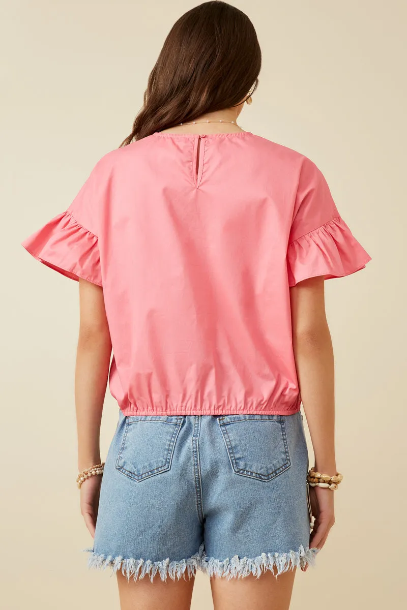 Womens Flutter Sleeve Cinched Waist Poplin Top sold by Hayden product image thumbnail 4