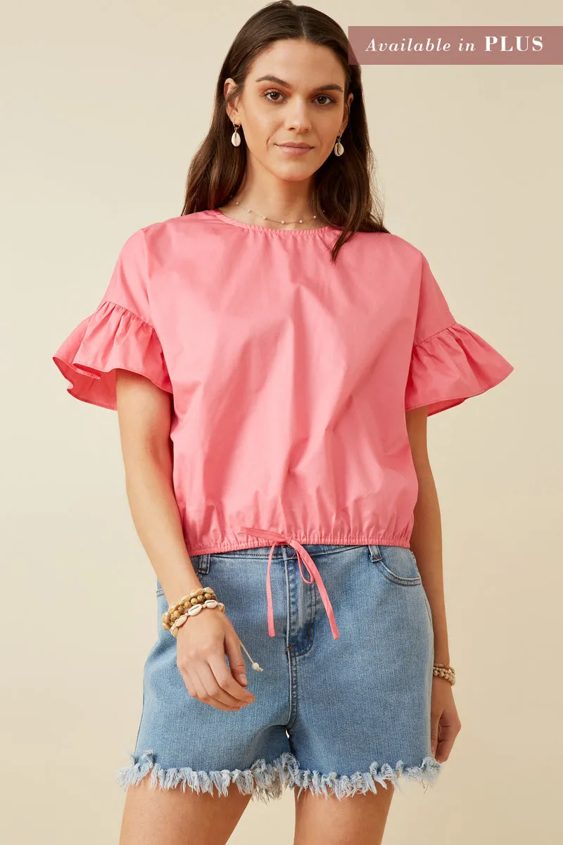 Womens Flutter Sleeve Cinched Waist Poplin Top sold by Hayden product image thumbnail 5