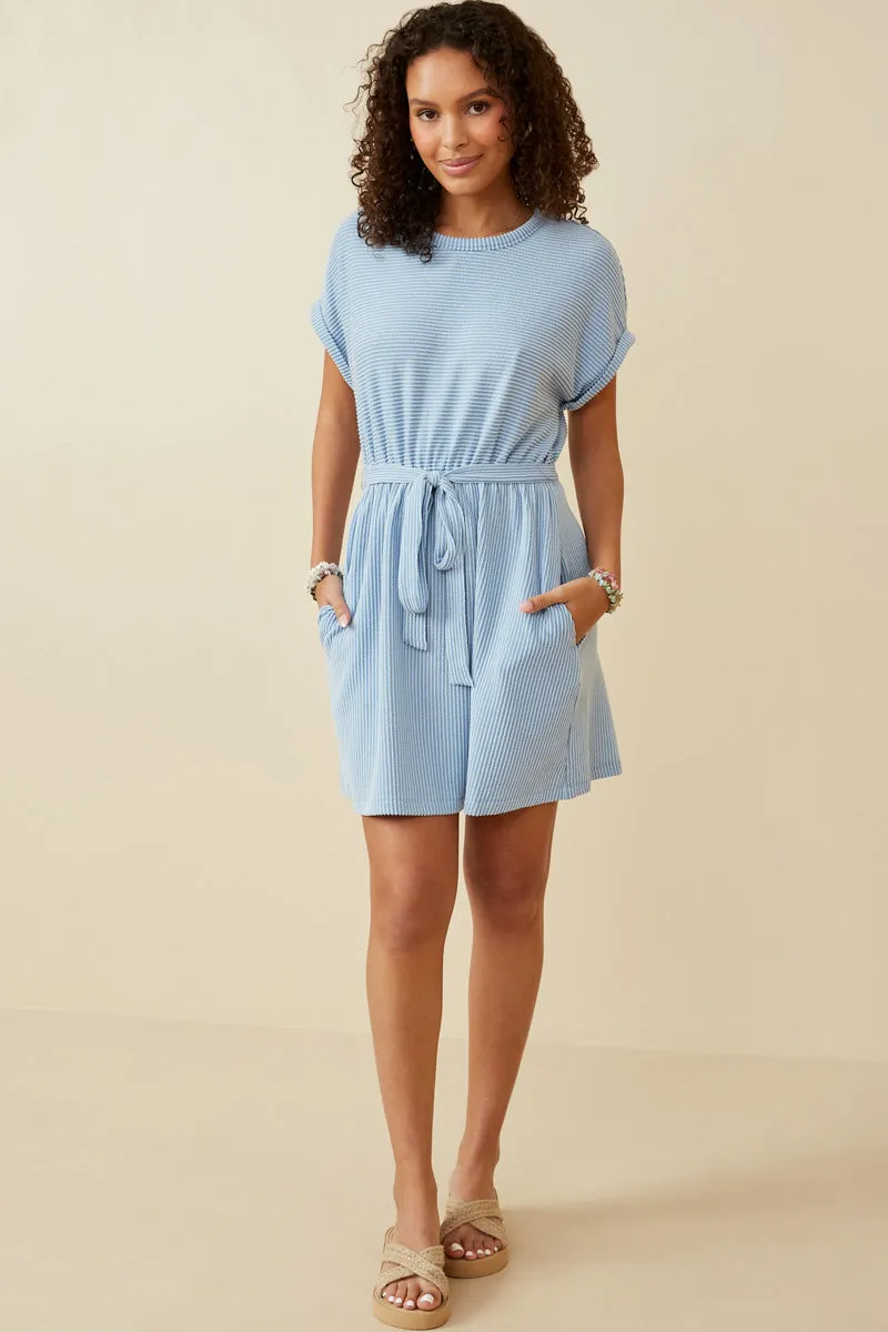 Womens Textured Stripe Self Belted Knit Dress sold by Hayden product image thumbnail 3