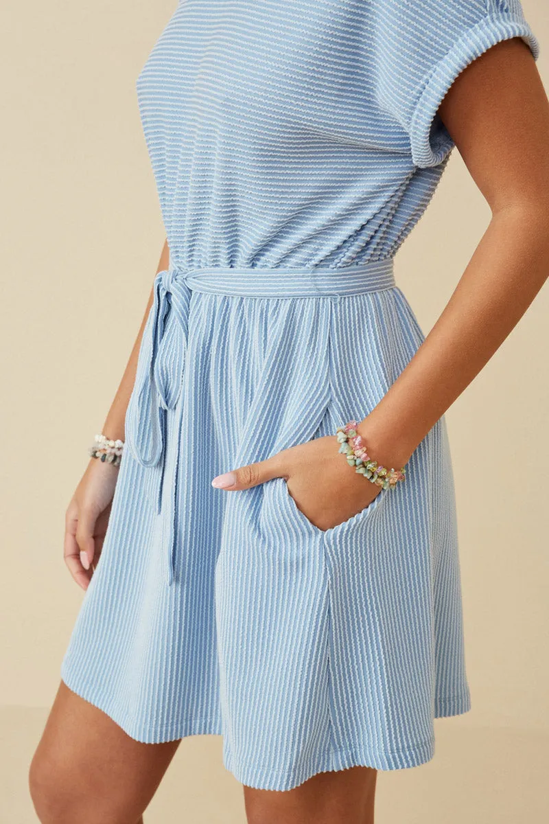 Womens Textured Stripe Self Belted Knit Dress sold by Hayden product image thumbnail 4