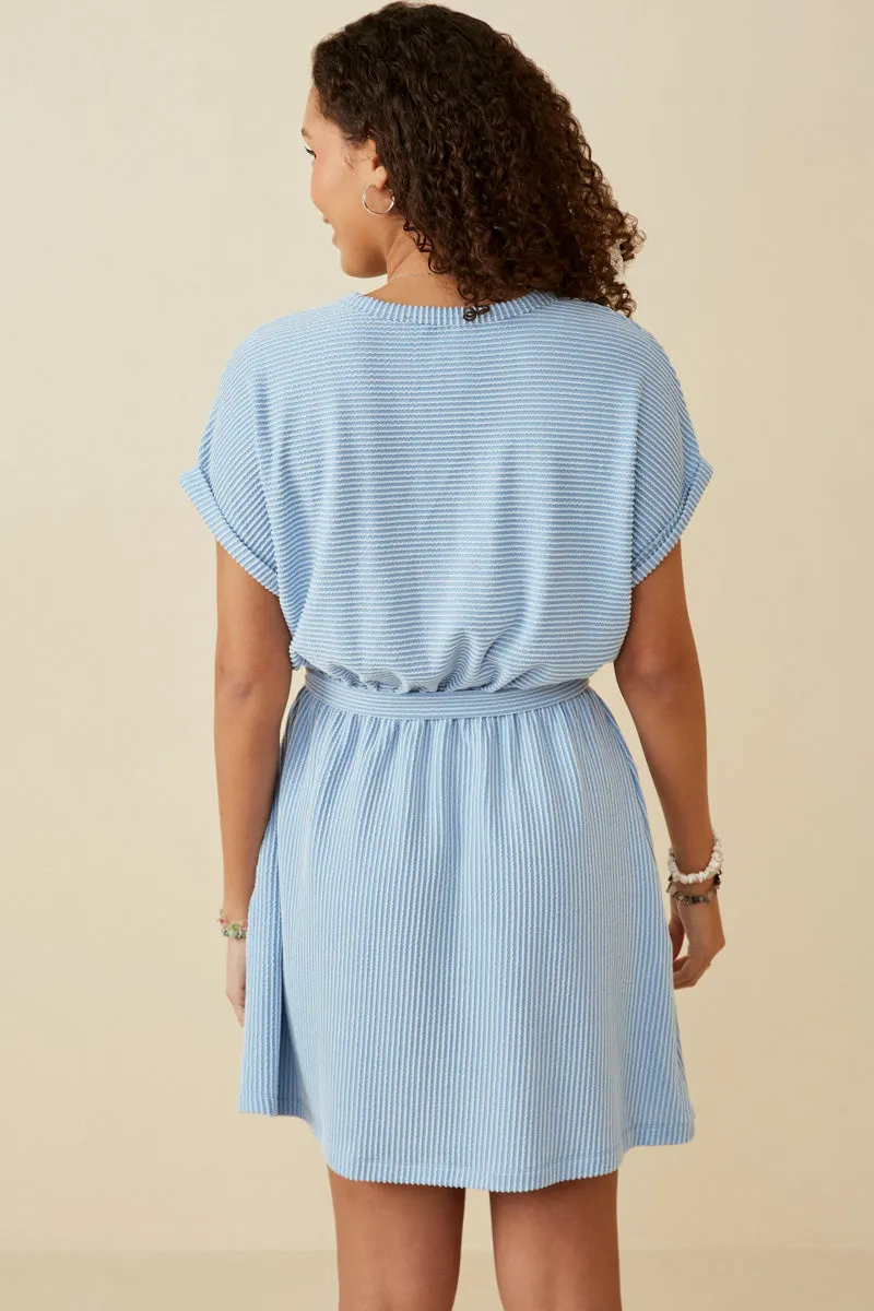 Womens Textured Stripe Self Belted Knit Dress sold by Hayden product image thumbnail 5