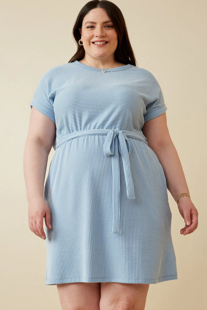 Womens Textured Stripe Self Belted Knit Dress sold by Hayden product image thumbnail 2