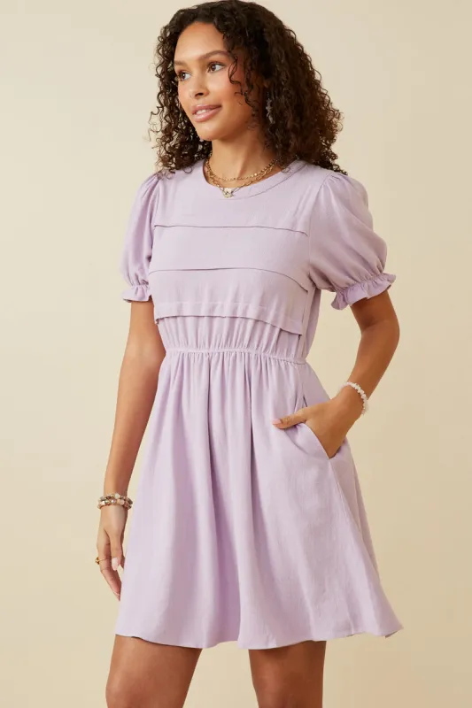 Womens Pleated Bodice Short Sleeve Dress sold by Hayden