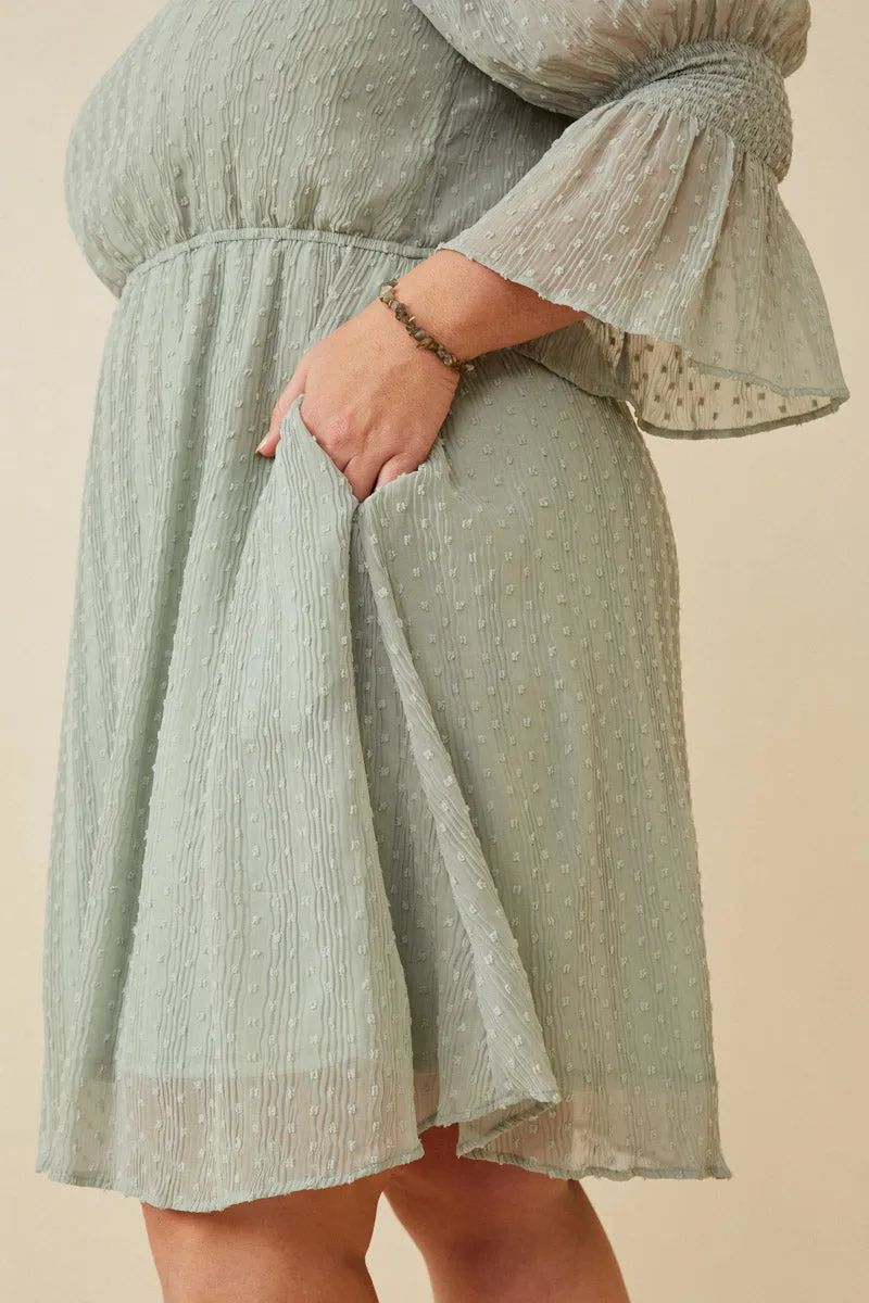 Womens Swiss Dot Smocked Sleeve Square Neck Dress sold by Hayden product image thumbnail 5