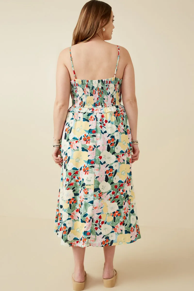 Women Floral Tie Detail Smocked Tank Dress sold by Hayden product image thumbnail 4